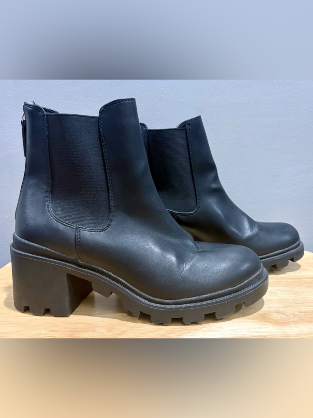 Dolce Vita Black Lug-Sole Chelsea Ankle Boots